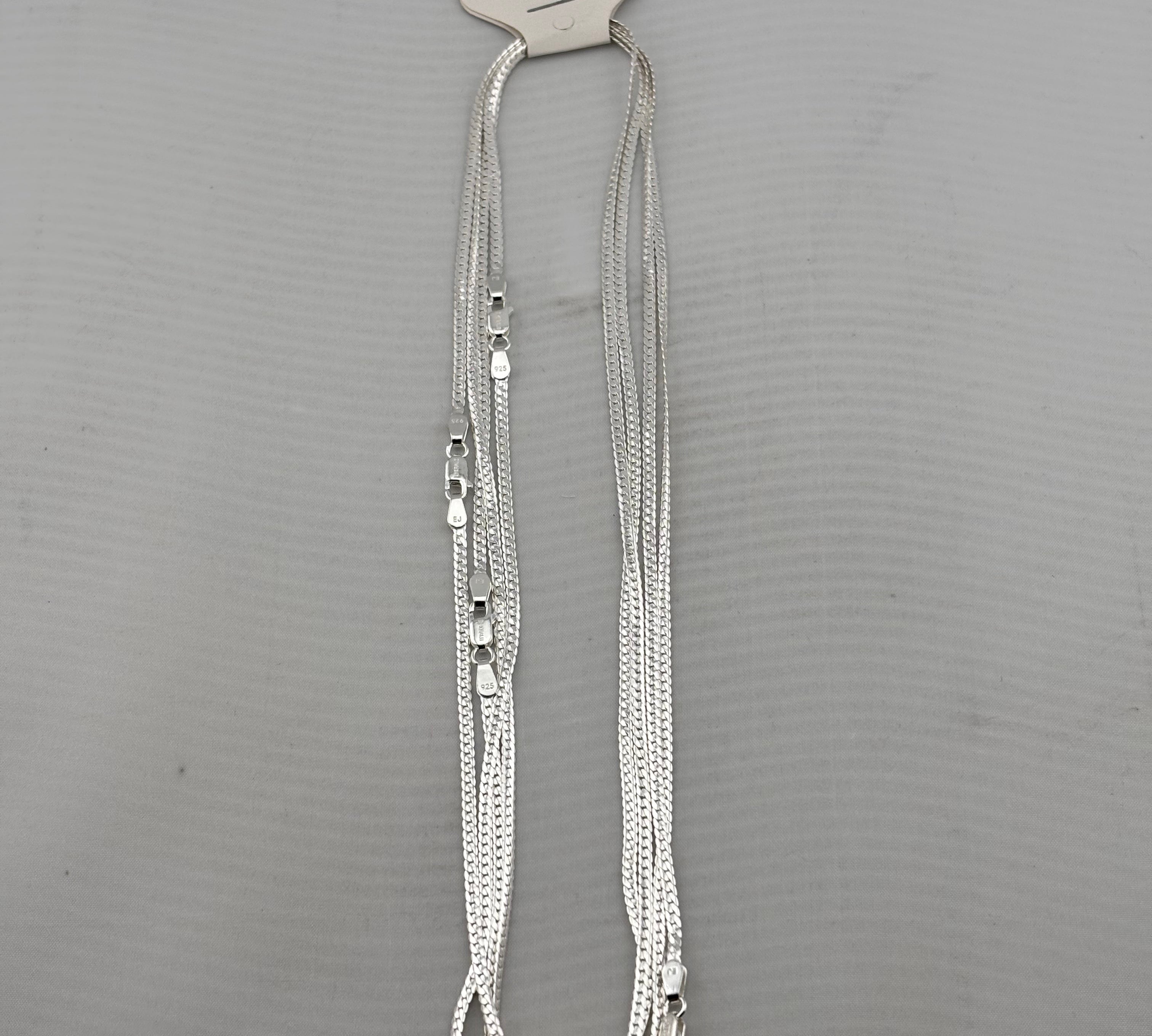 Flat Curb Silver Chain 925