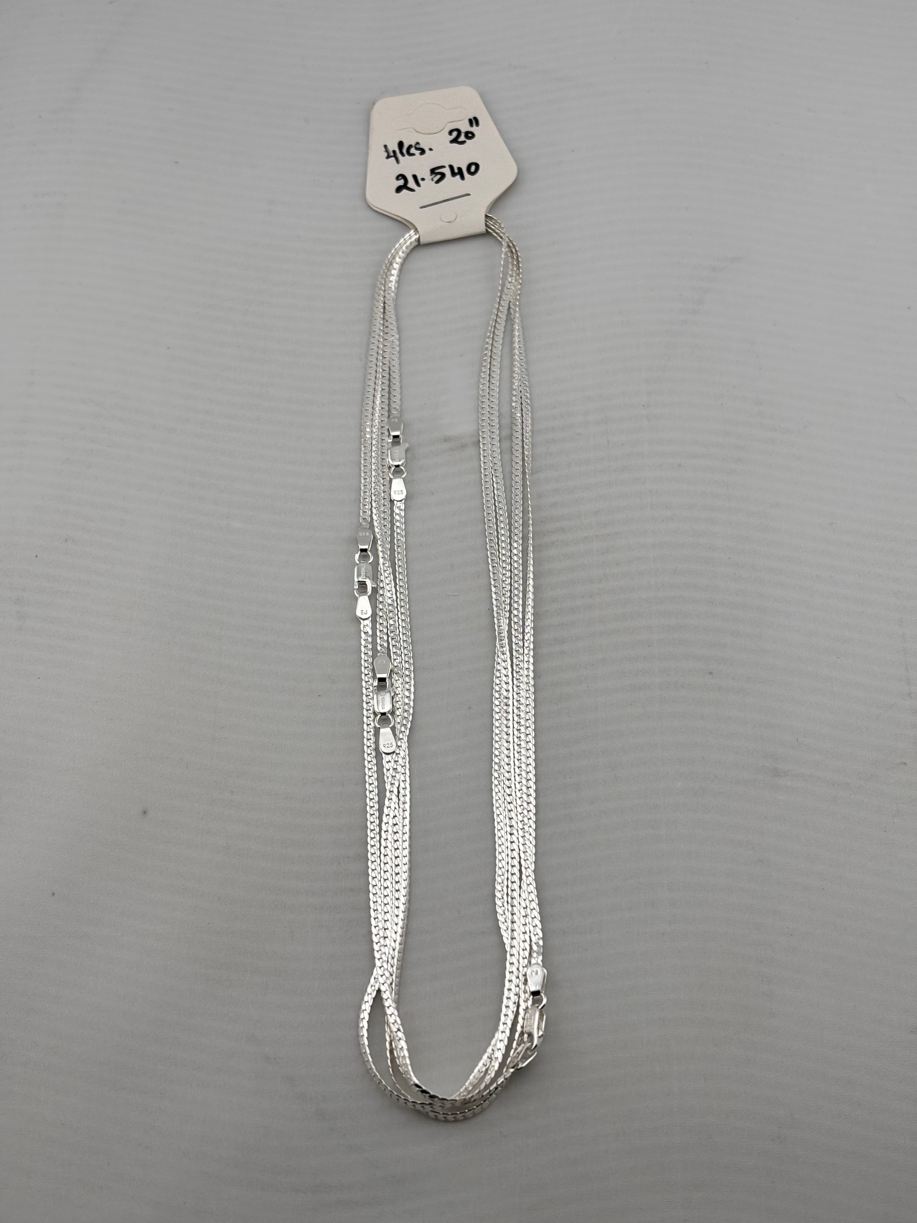 Flat Curb Silver Chain 925