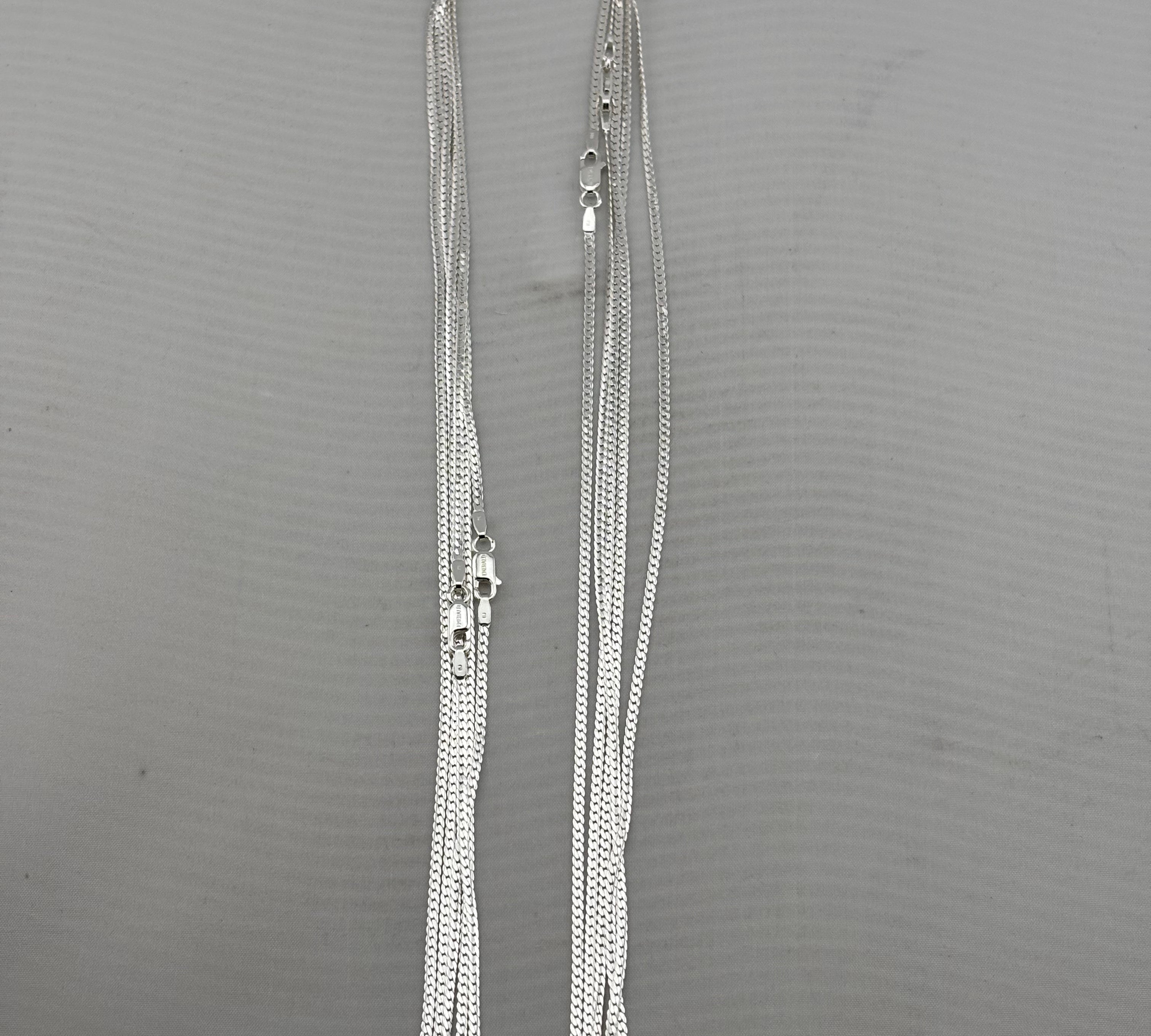 Fine Flat Curb Silver Chain 925