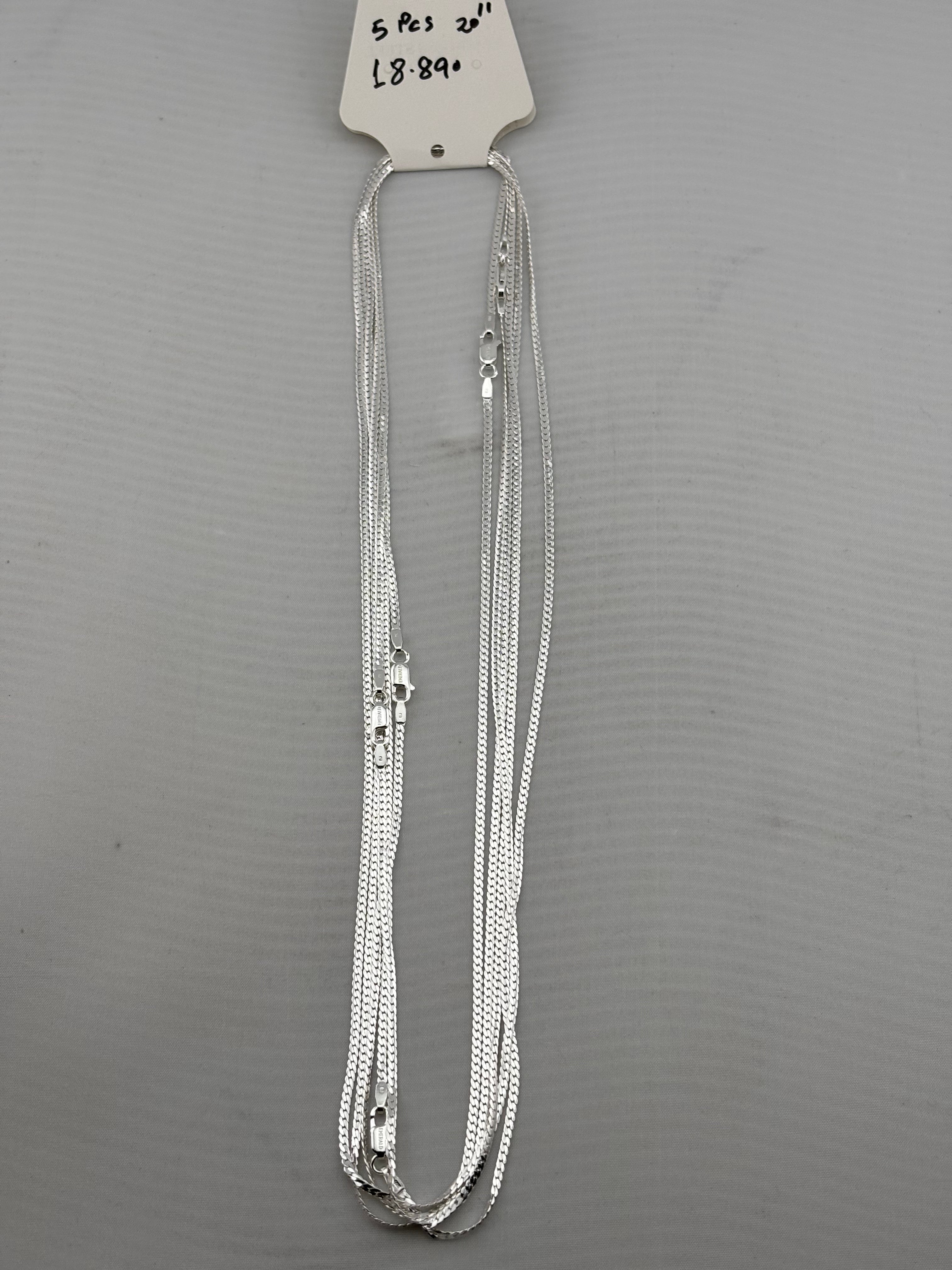 Fine Flat Curb Silver Chain 925