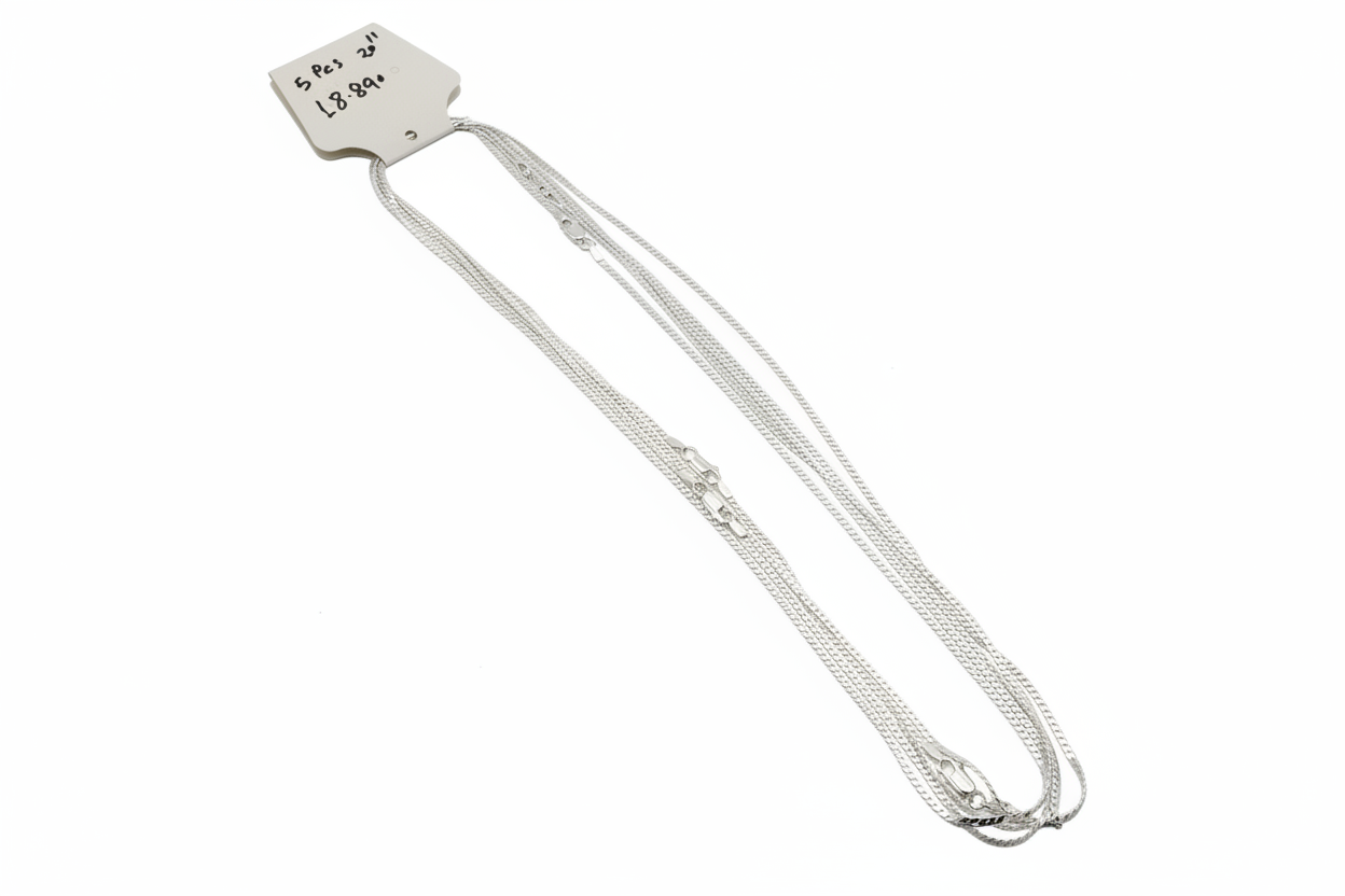Fine Flat Curb Silver Chain 925