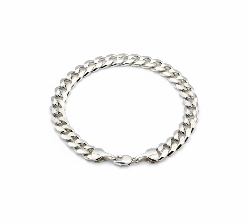 Silver Curb Link Bracelet 925 – Flat Chain | 16mm