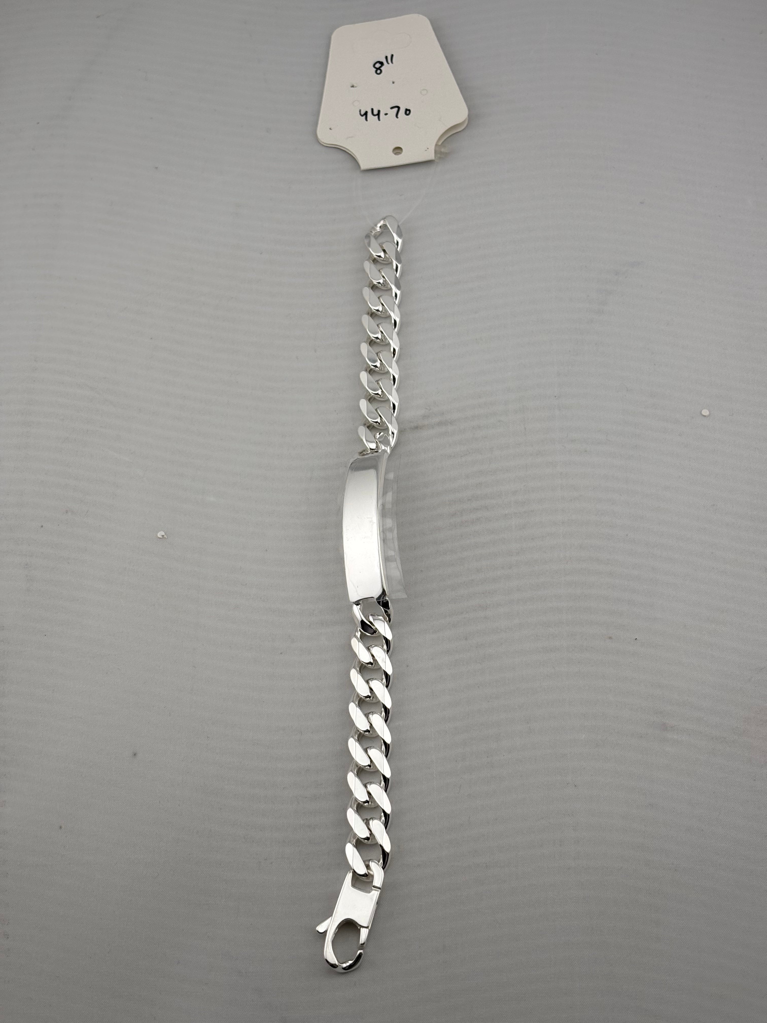 Silver Curb Link ID Bracelet 925 – Engravable Name Plate