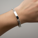 Silver Curb Link ID Bracelet 925 – Engravable Name Plate