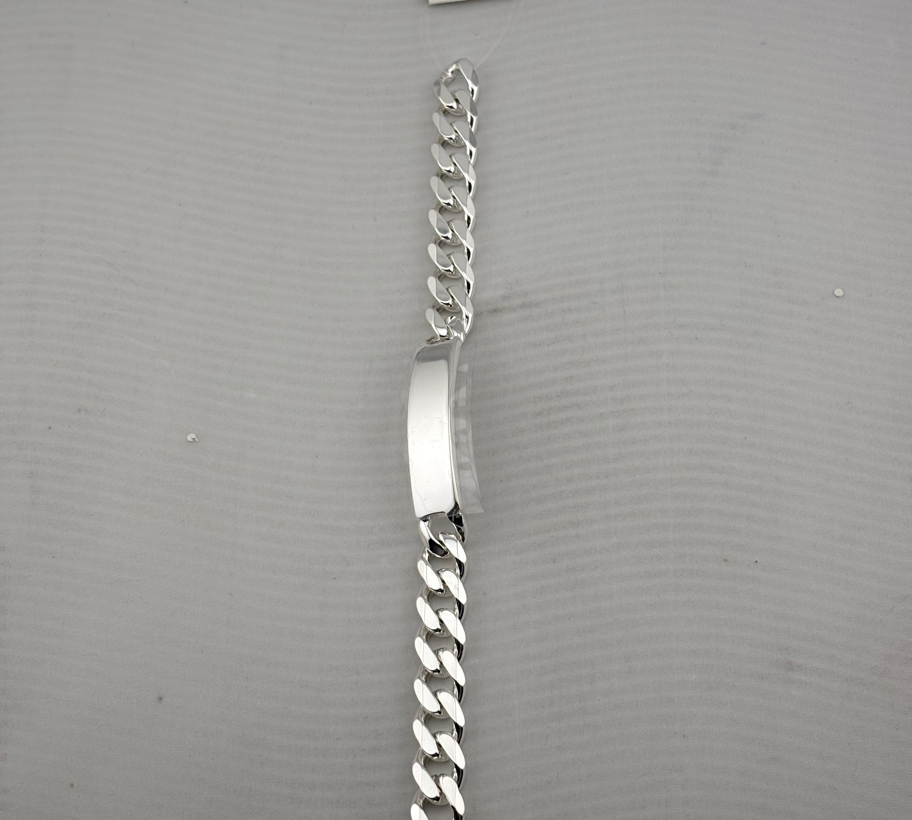 Silver Curb Link ID Bracelet 925 – Engravable Name Plate
