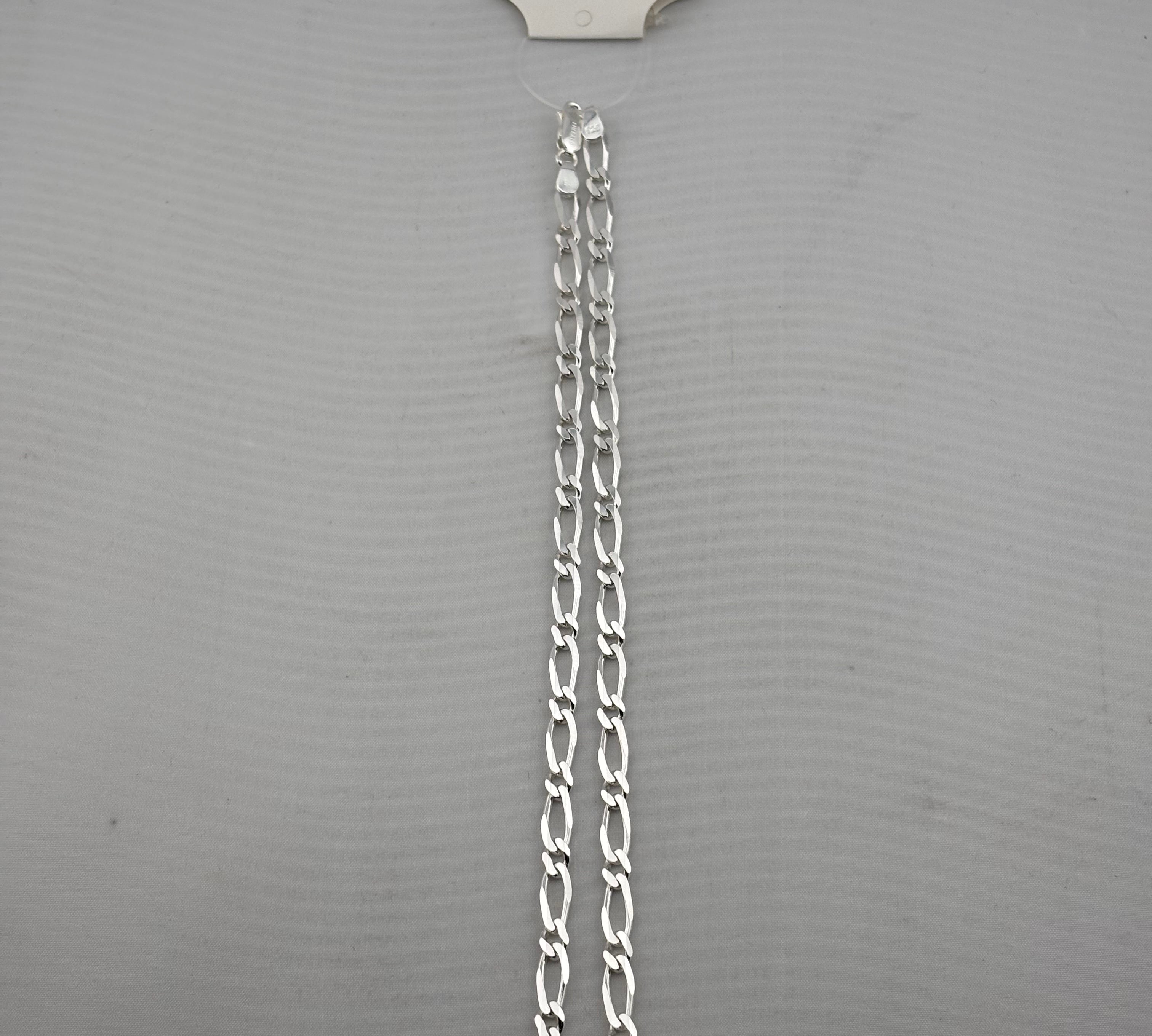 925 Sterling Silver Figaro Chain Bracelet – Slim Link | 8 Inches