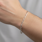 925 Sterling Silver Figaro Chain Bracelet – Slim Link | 8 Inches