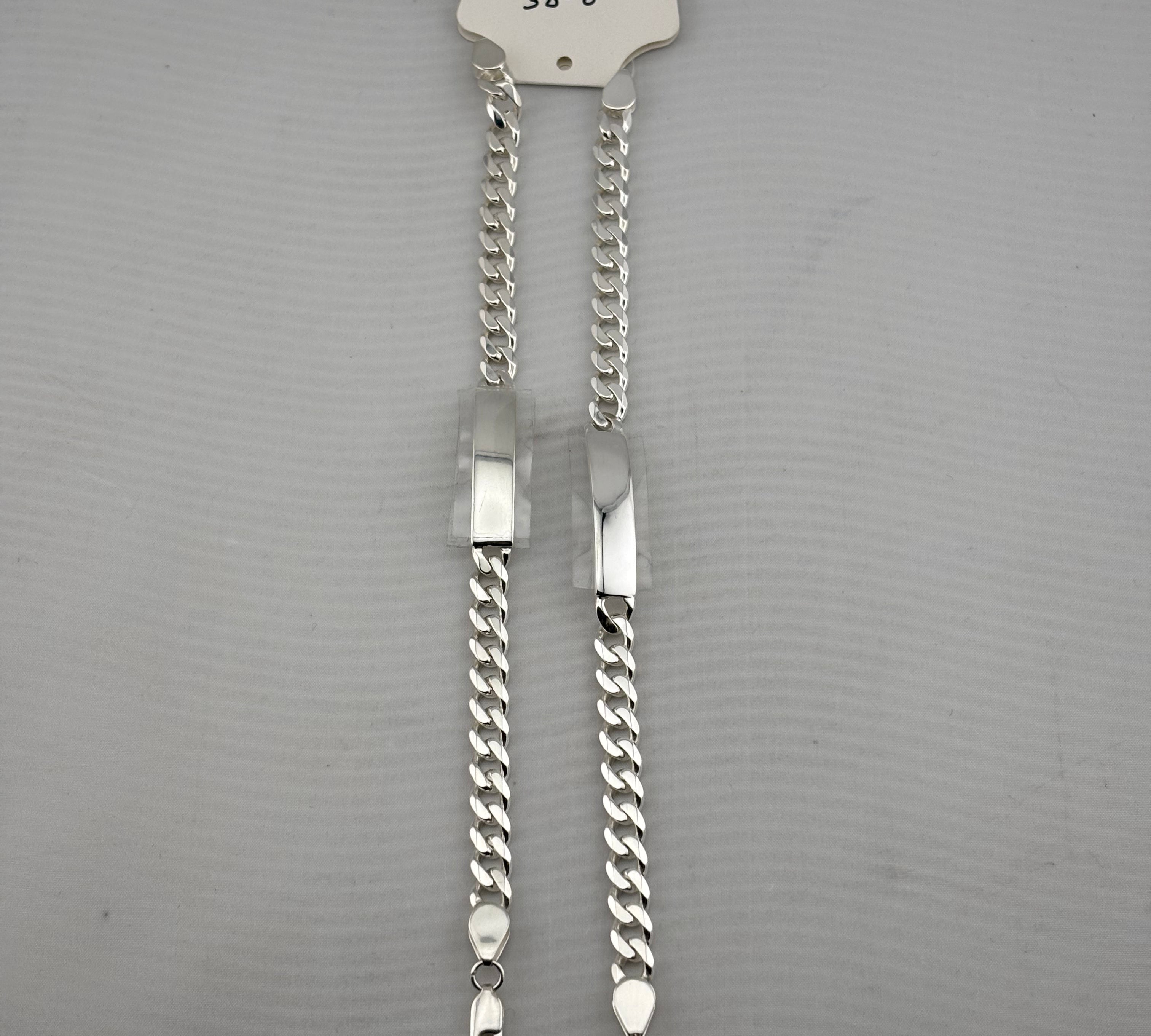 925 Sterling Silver Curb Chain ID Bracelet – Engravable Name Plate | Link | 8 Inches