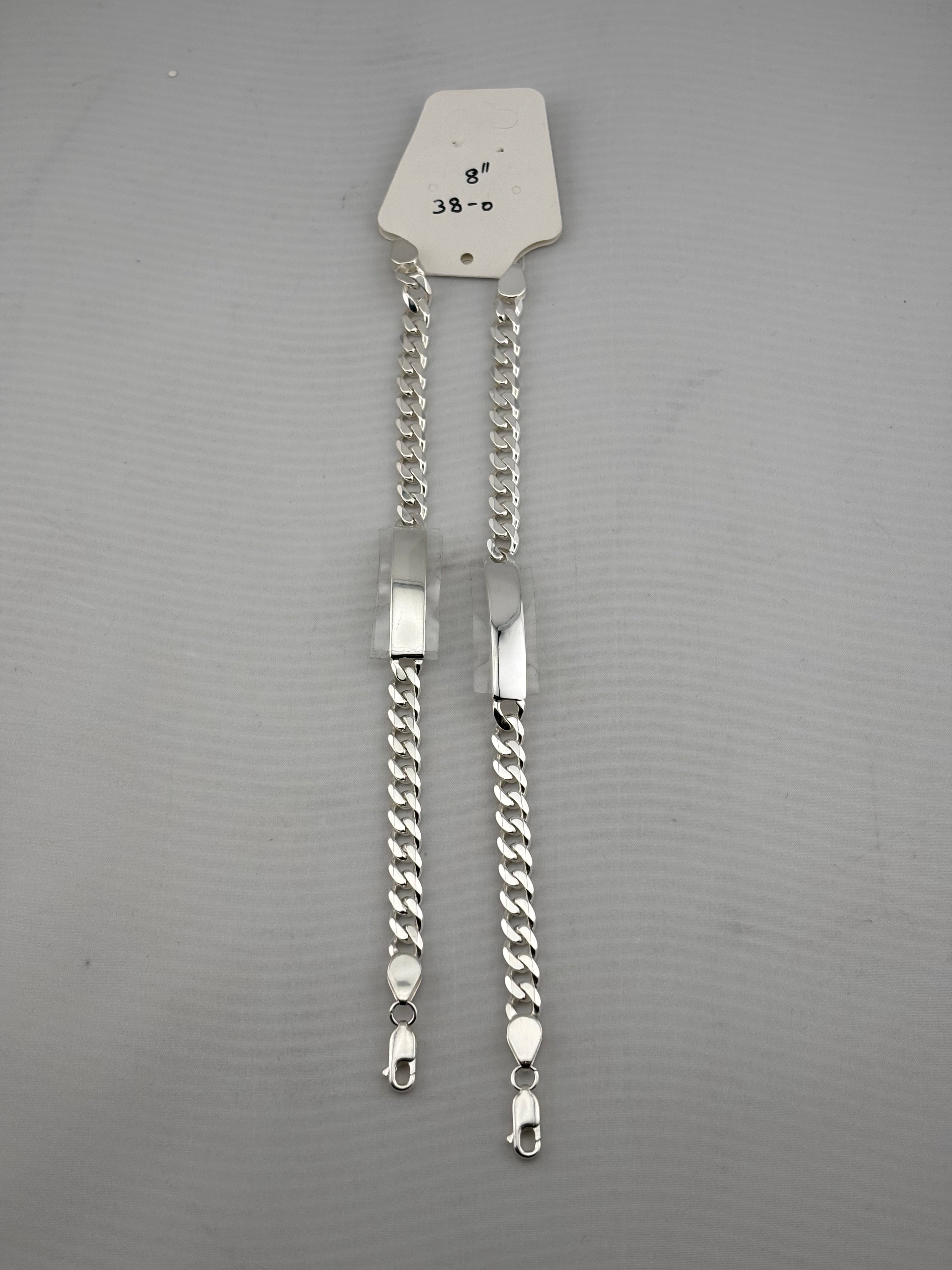 925 Sterling Silver Curb Chain ID Bracelet – Engravable Name Plate | Link | 8 Inches