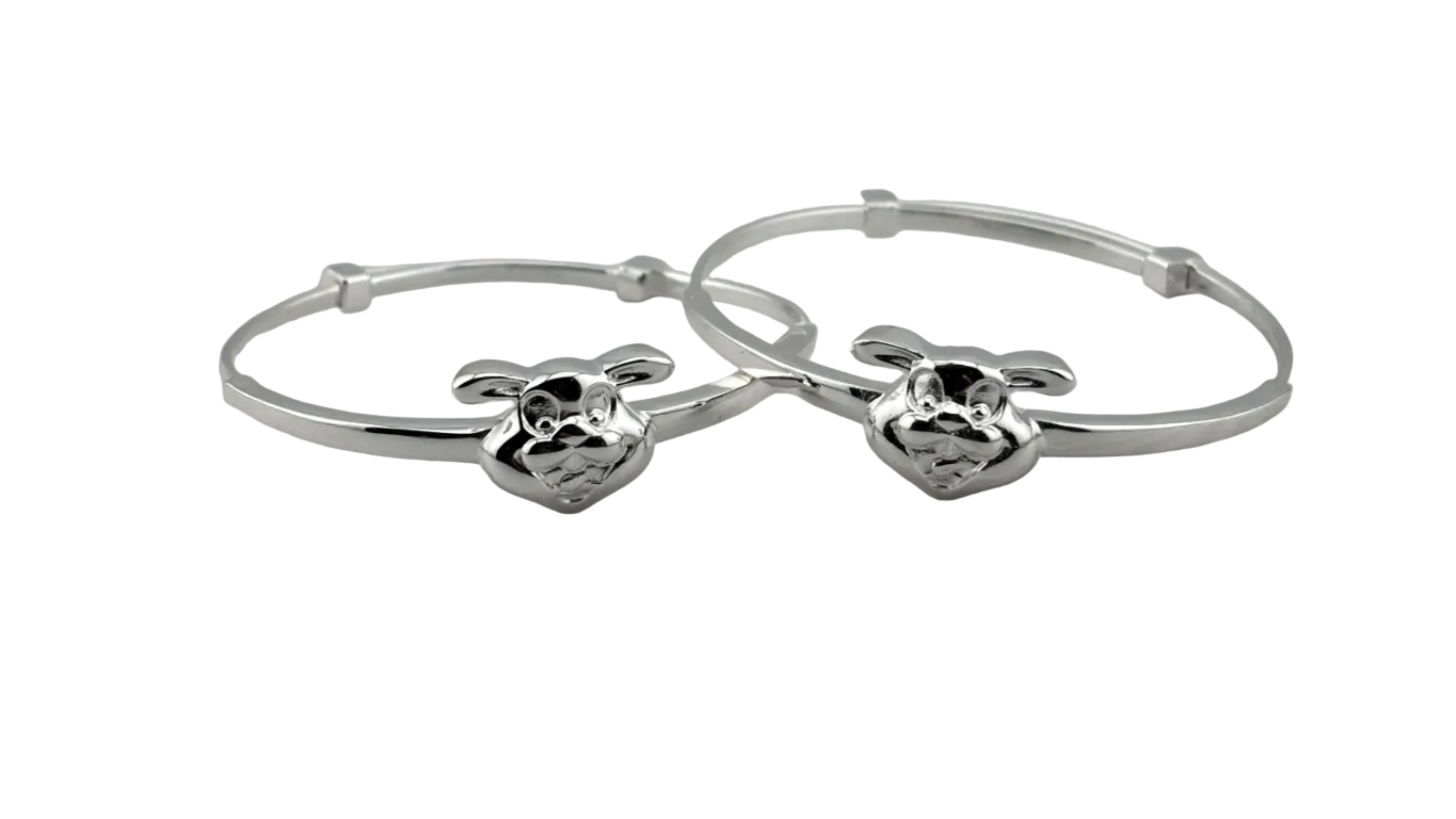 Kids Cartoon Face Silver Kada – 925 Sterling Silver Baby Kada Bracelet (Pair)
