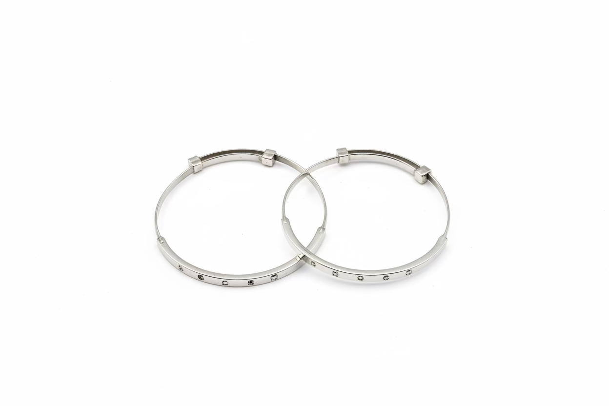 Kids Textured Silver Kada – 925 Sterling Silver Baby Kada Bracelet with Engraved Design (Pair)