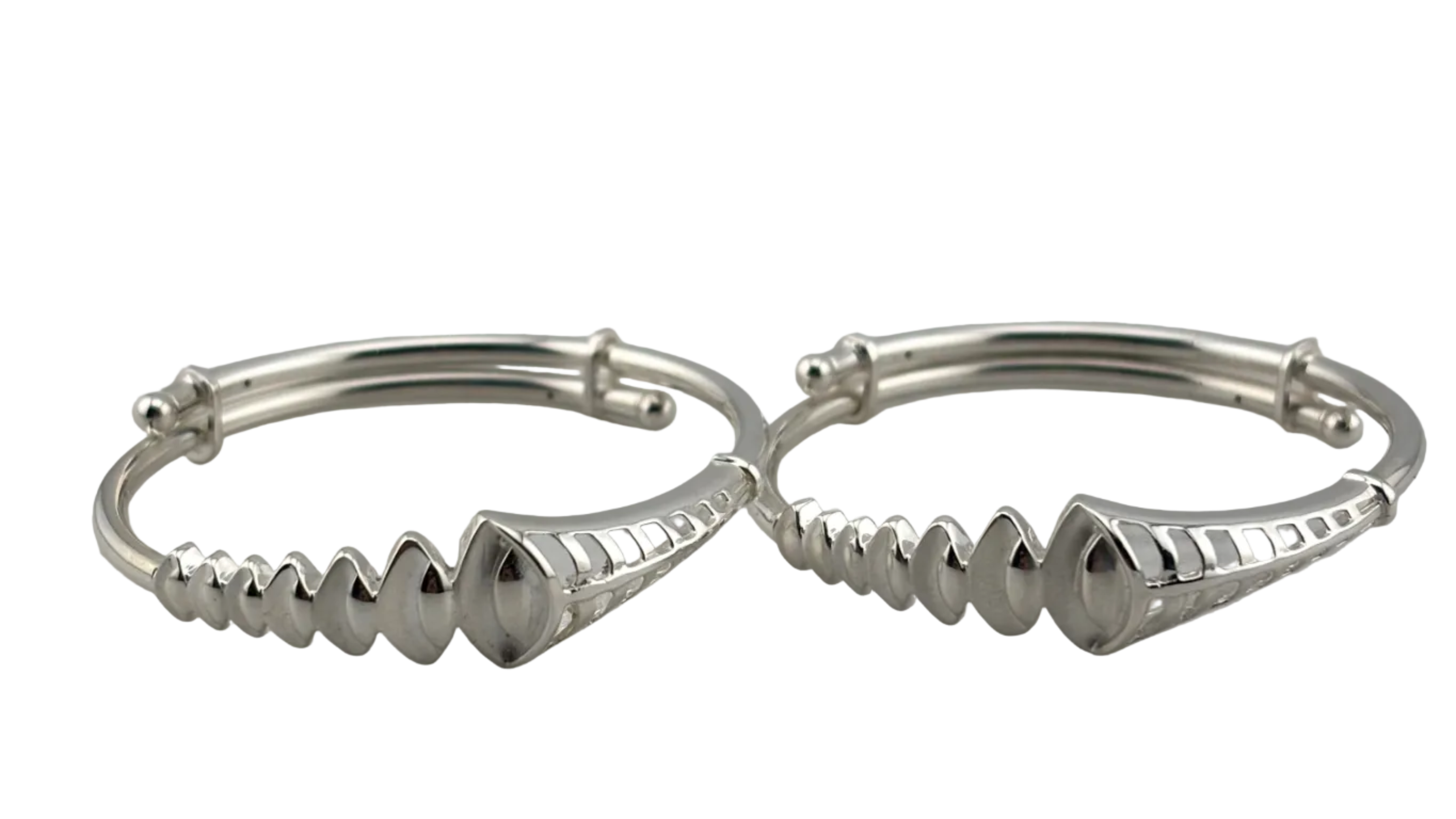 Kids Geometric Silver Kada – 925 Sterling Silver Baby Kada Bracelet with Zig