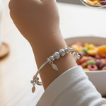 Kids Beaded Silver Kada – 925 Sterling Silver Baby Kada Bracelet with Charms (Pair)