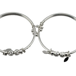 Kids Beaded Silver Kada – 925 Sterling Silver Baby Kada Bracelet with Charms (Pair)