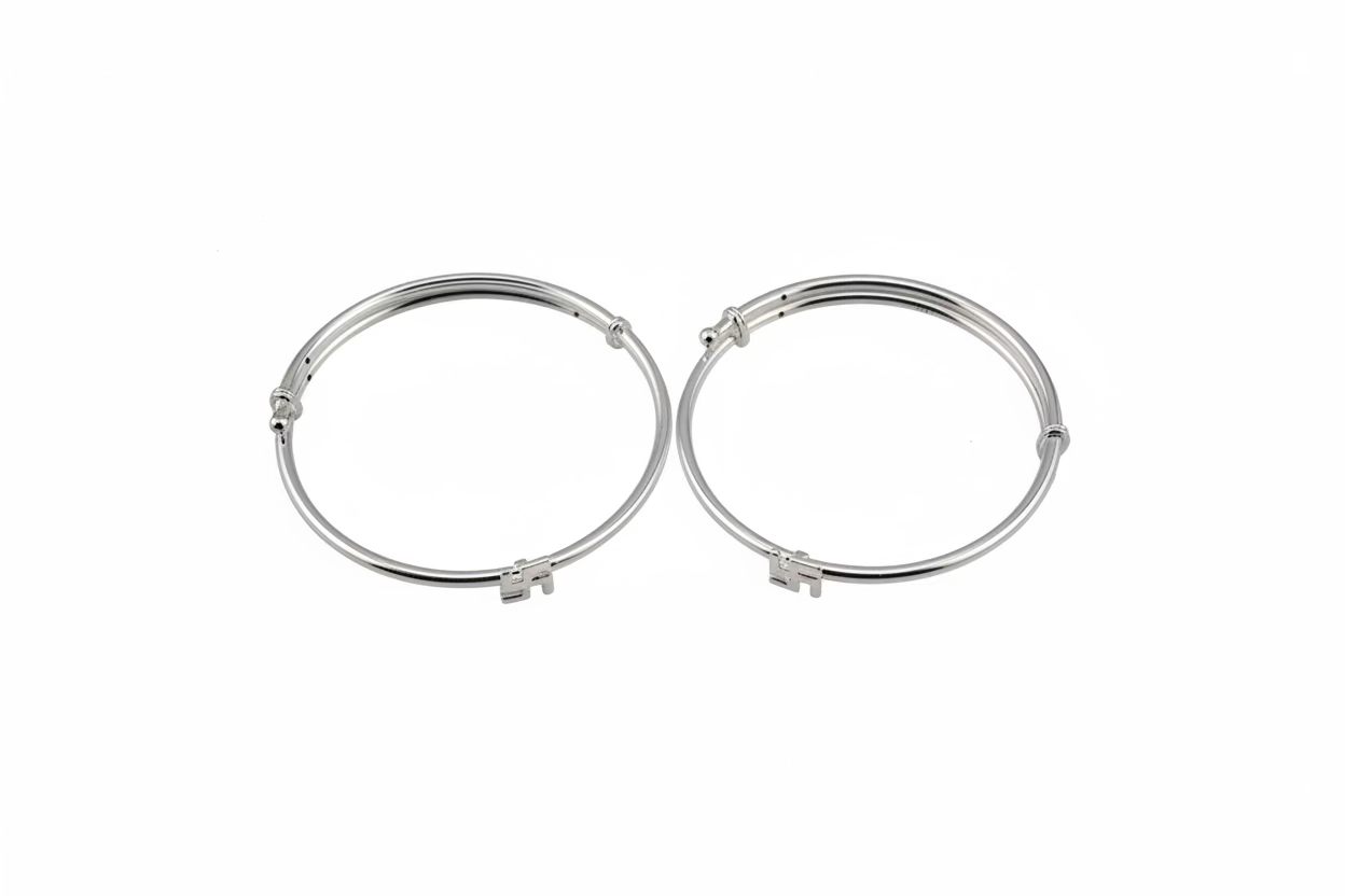 Kids Swastik Silver Kada – 925 Sterling Silver Baby Kada Bracelet (Pair)