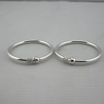 Kids Ball End Silver Kada – 925 Sterling Silver Baby Kada Bracelet with Designer Caps (Pair)