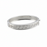 Kids Greek Key Silver Kada – 925 Sterling Silver Baby Bangle Bracelet with Meander Design