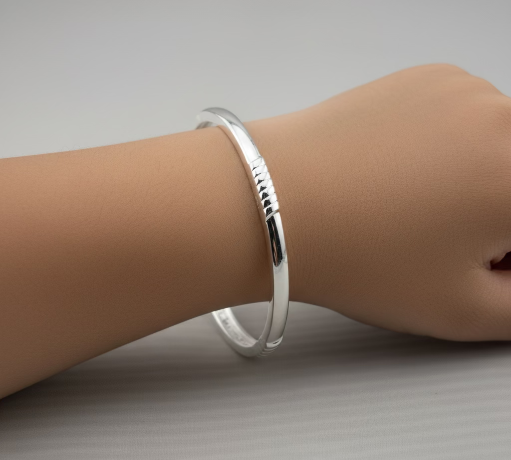 Kids Twist Silver Kada – 925 Sterling Silver Baby Kada Bracelet with Rope Detail (Pair)
