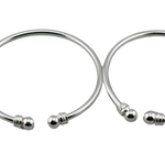 Kids Silver Kada – 925 Sterling Silver Baby Kada Bracelet with Ball Ends (Pair)