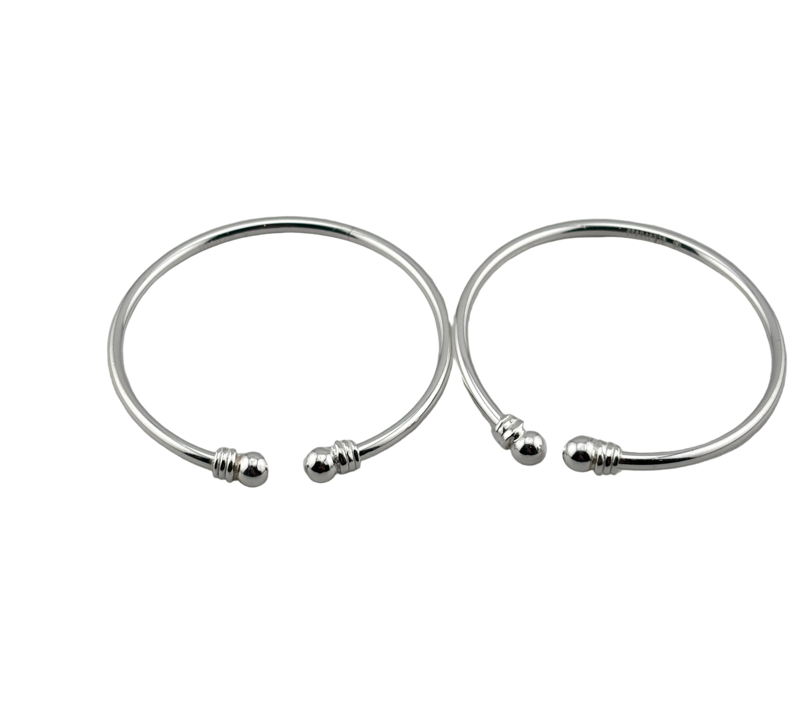 Kids Silver Kada – 925 Sterling Silver Baby Kada Bracelet with Ball Ends (Pair)