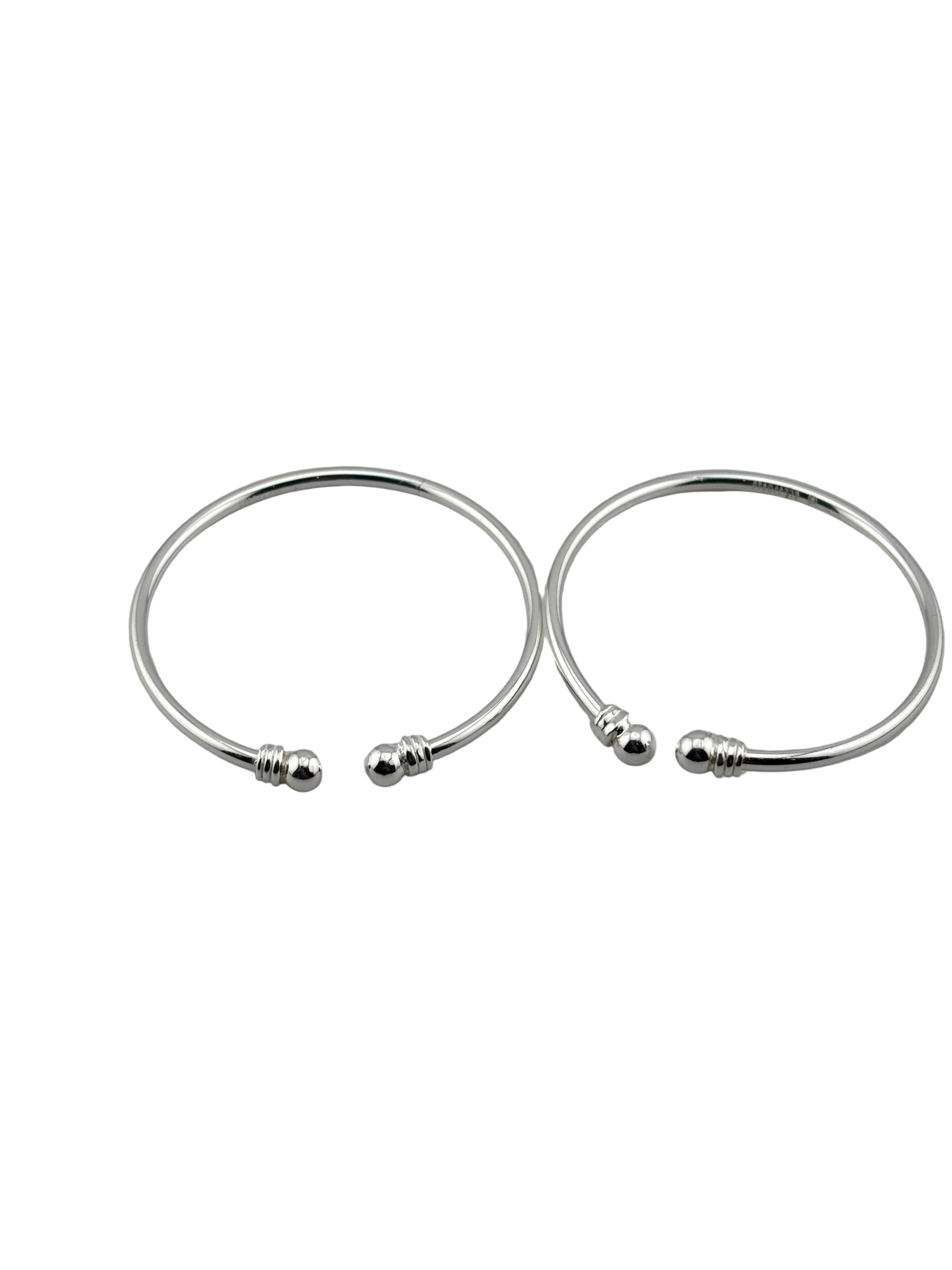 Kids Silver Kada – 925 Sterling Silver Baby Kada Bracelet with Ball Ends (Pair)