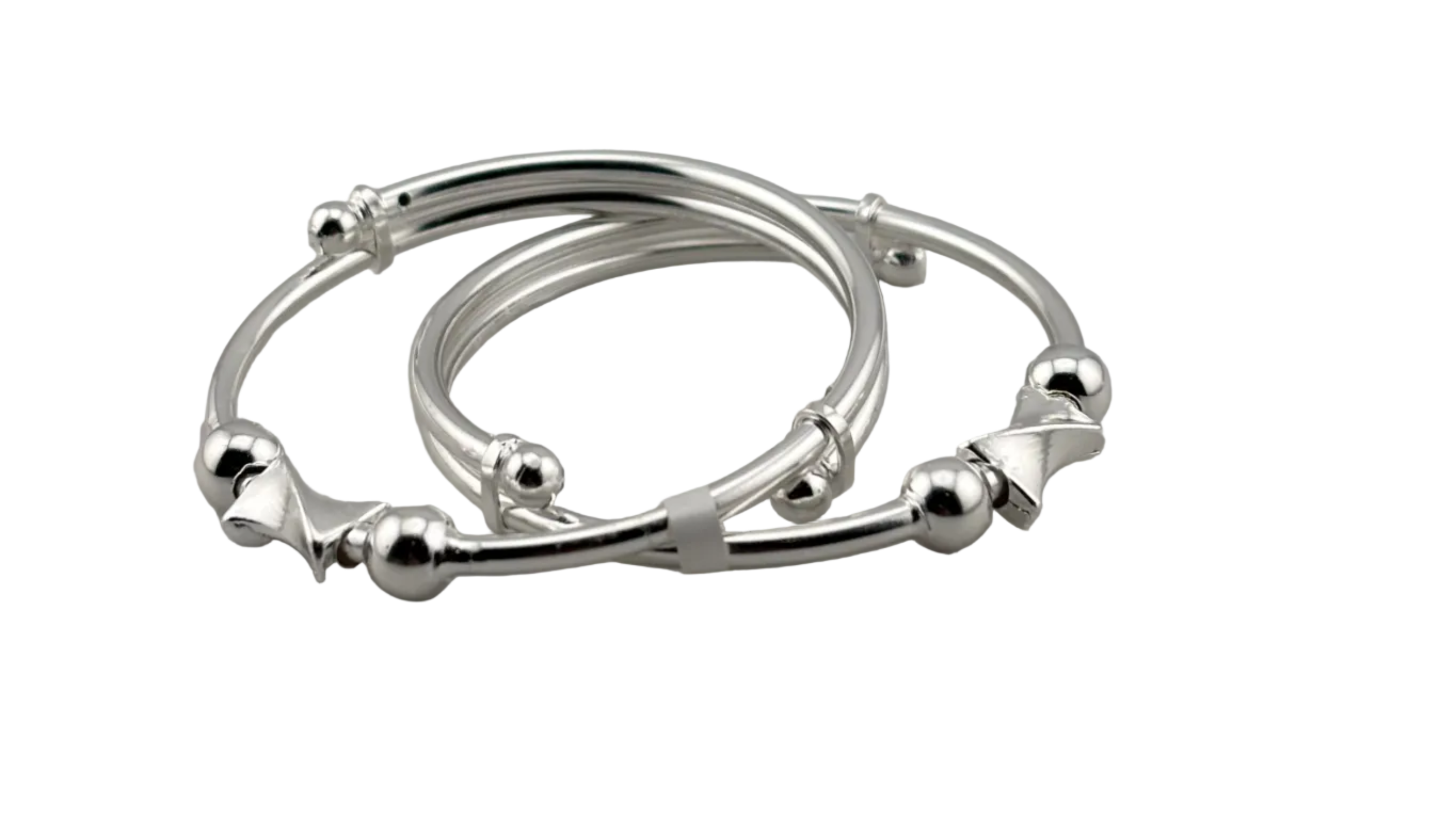 Kids Silver Kada with Diamond Spacers