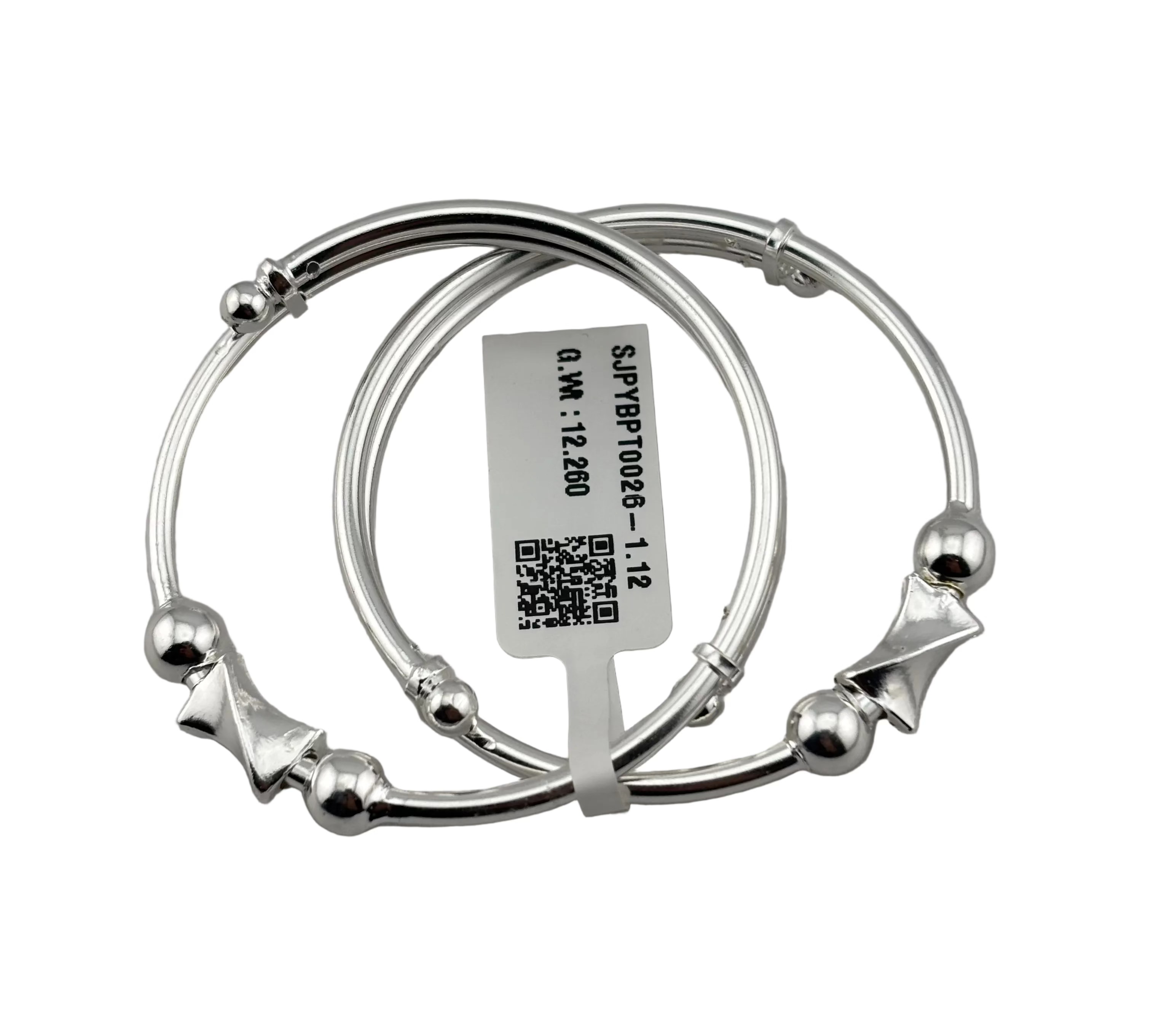 Kids Silver Kada with Diamond Spacers
