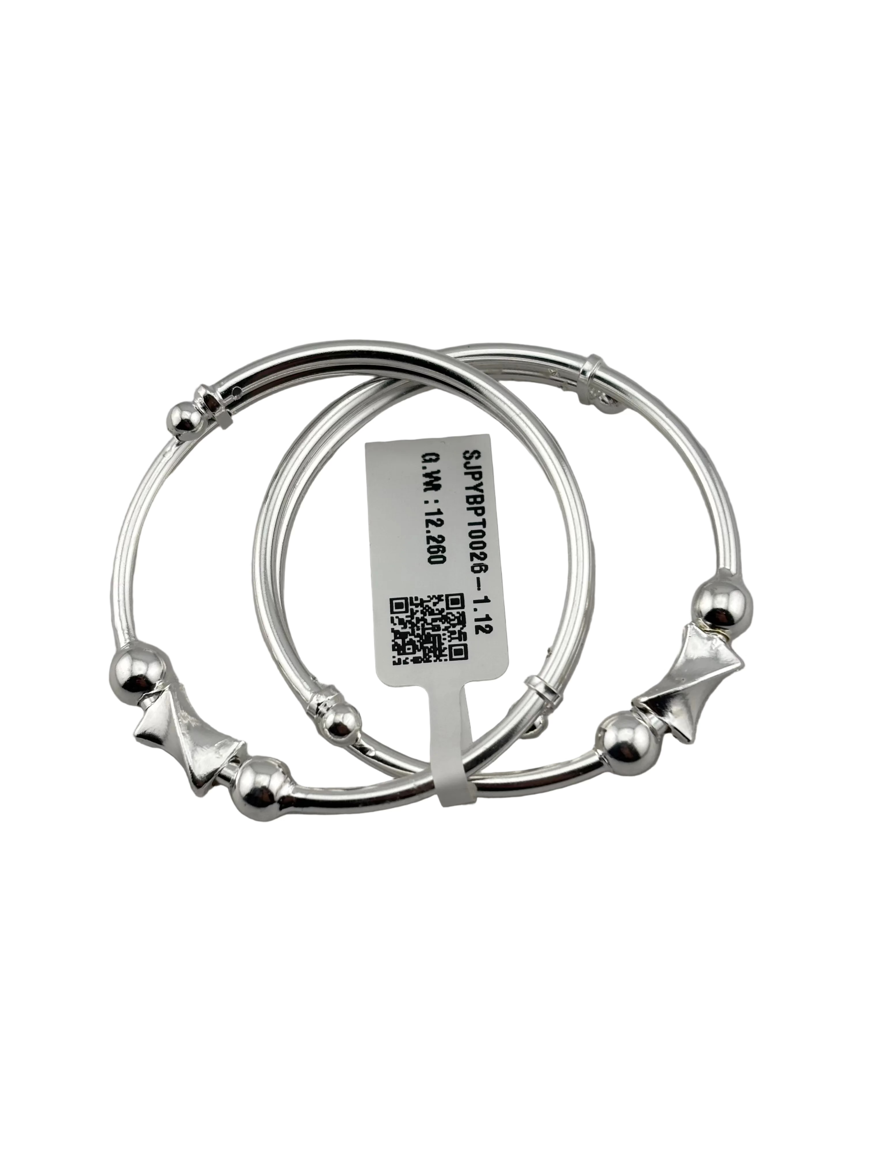 Kids Silver Kada with Diamond Spacers