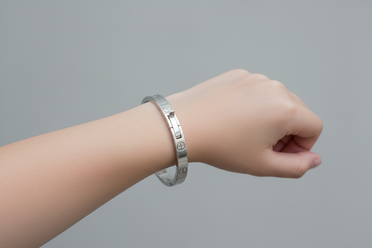 Kids Screw Design Silver Kada – 925 Sterling Silver Baby Kada Bracelet Minimal Style (Single)