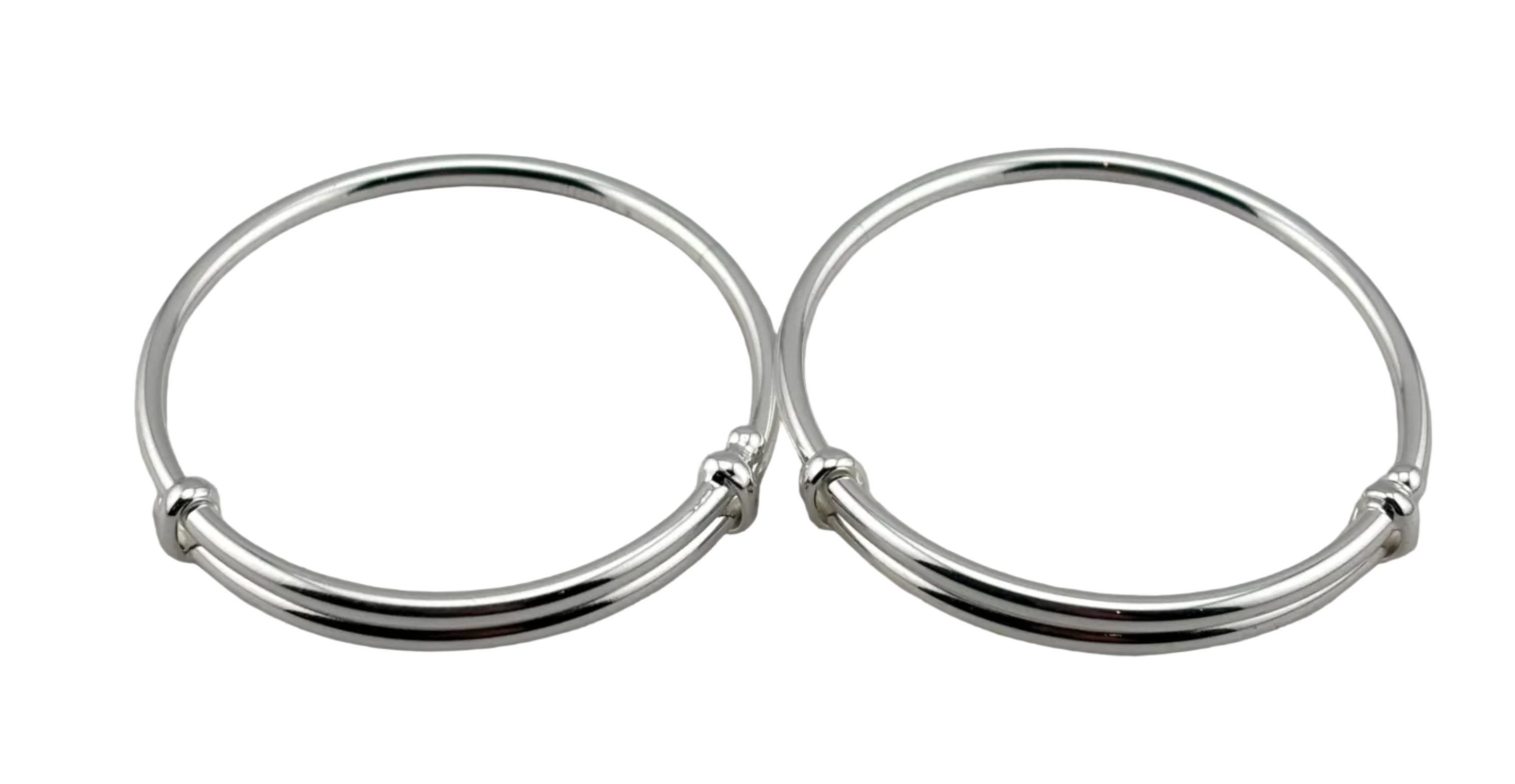 Kids Plain Silver Kada – 925 Sterling Silver Simple Open Bracelet Minimal Daily Wear (Pair)