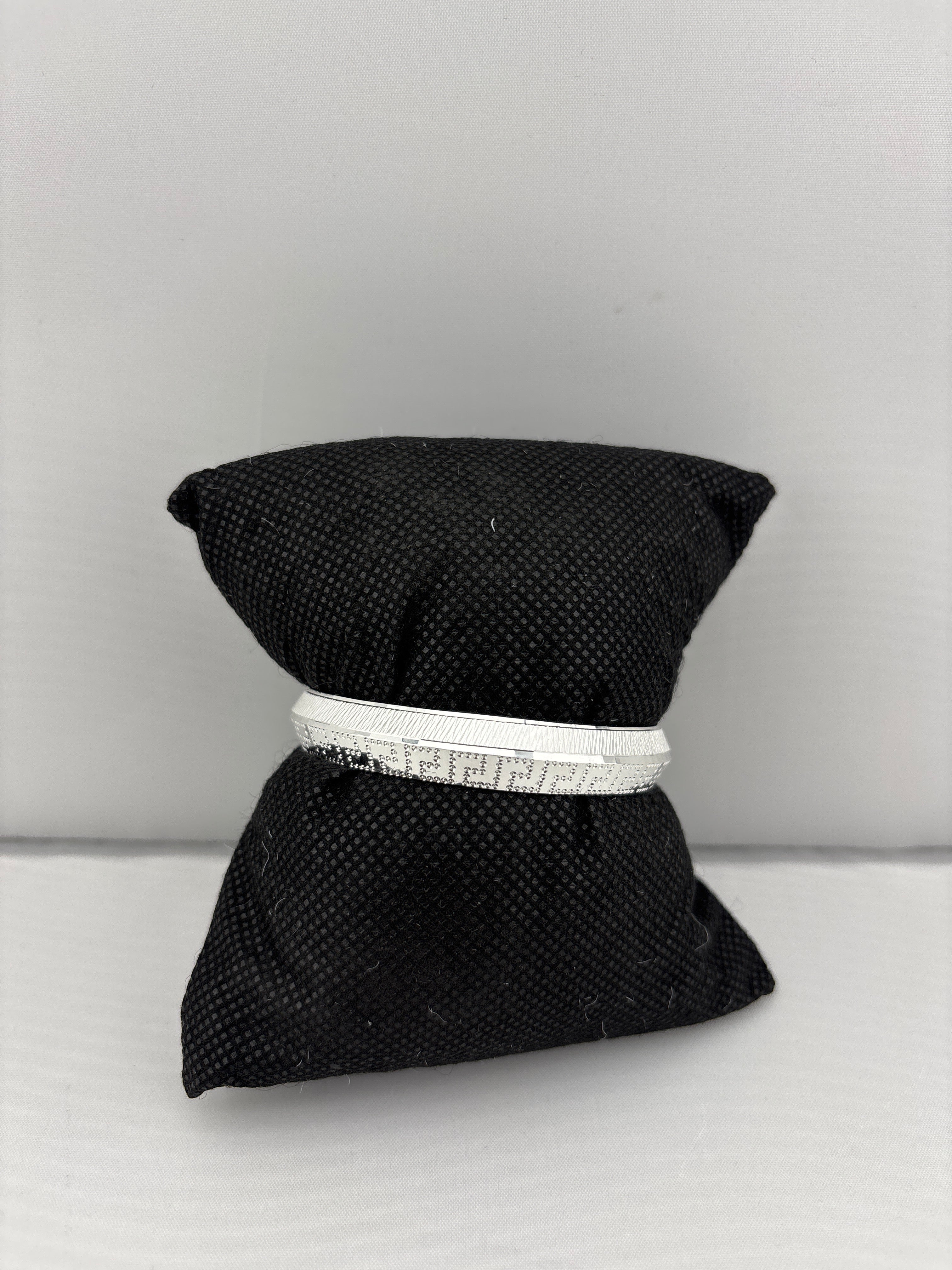 Kids Silver Engraved Kada – 925 Sterling Silver Baby Bracelet Textured Pattern Adjustable Baby