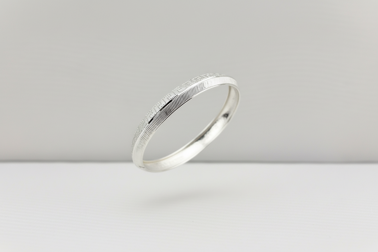 Kids Silver Engraved Kada – 925 Sterling Silver Baby Bracelet Textured Pattern Adjustable Baby