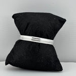 Striped Silver Kada – 925 Sterling Silver Bracelet Textured Band with Center Highlight Design