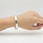 Plain Silver Kada – 925 Sterling Silver Bracelet Polished Minimal Band with Center Groove