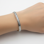 Double Band Silver Kada – 925 Sterling Silver Bracelet Polished Dual Layer Design