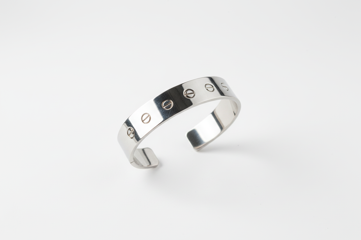 Screw Motif Silver Kada – 925 Sterling Silver Bracelet Minimal Screw Design Bangle