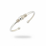 Textured Cone Bead Silver Kada – 925 Sterling Silver Bracelet Designer Center Bead Bangle
