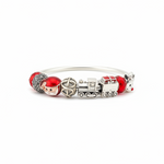 Christmas Charm Silver Bracelet – 925 Sterling Silver Kada with Santa, Train & Holiday Beads