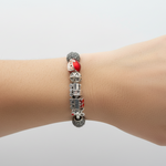 Christmas Charm Silver Bracelet – 925 Sterling Silver Kada with Santa, Train & Holiday Beads