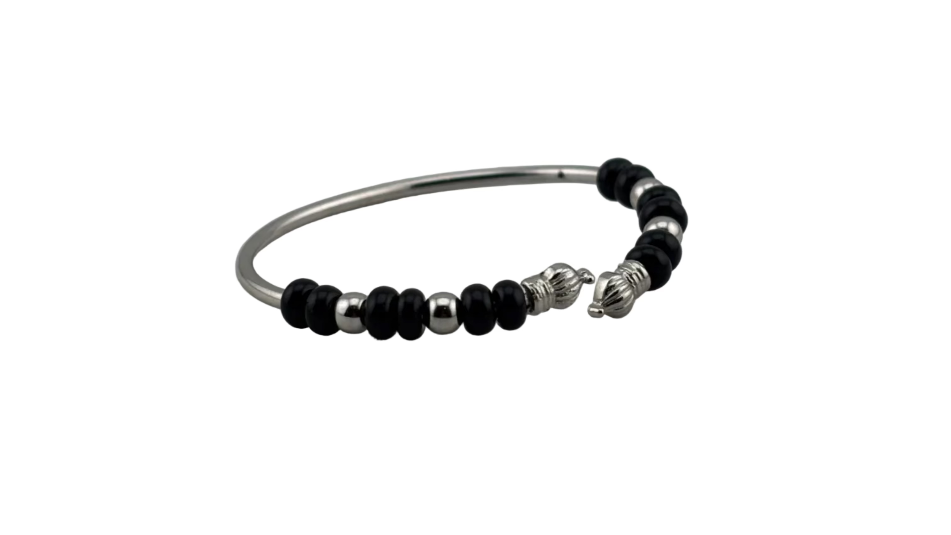 Black Bead Silver Kada Bracelet – nazariya for new born to 6 months