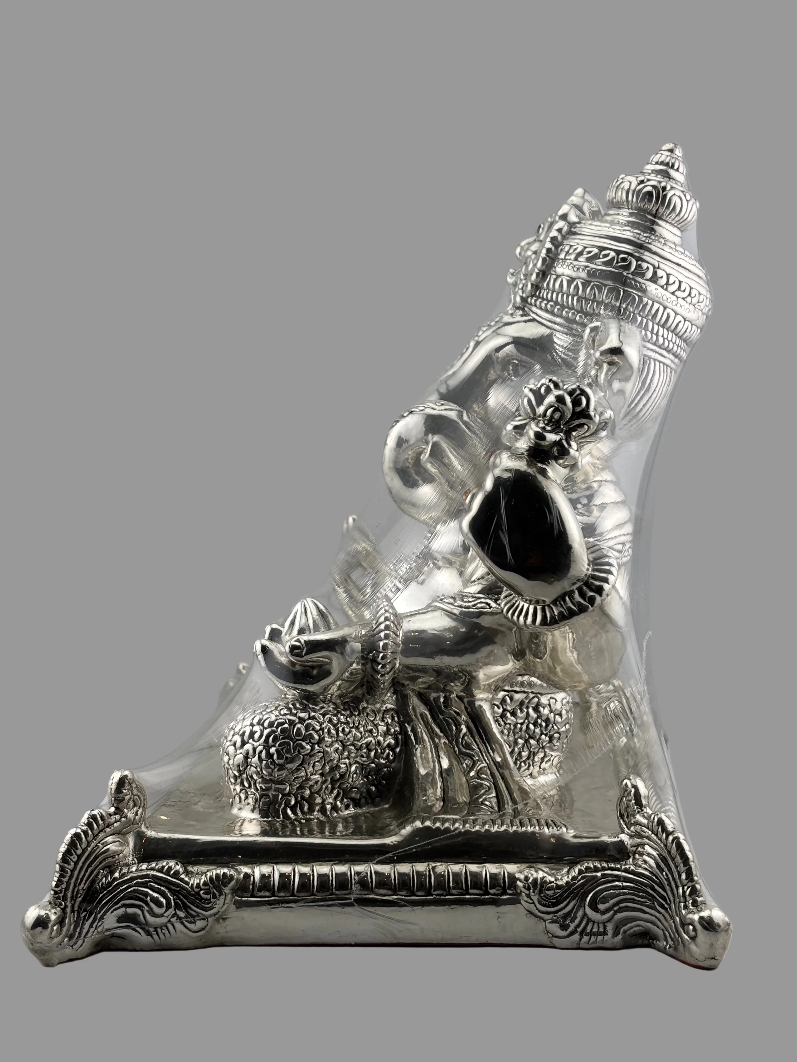 999 Pure Silver Lord Ganesha Idol on Decorative Base