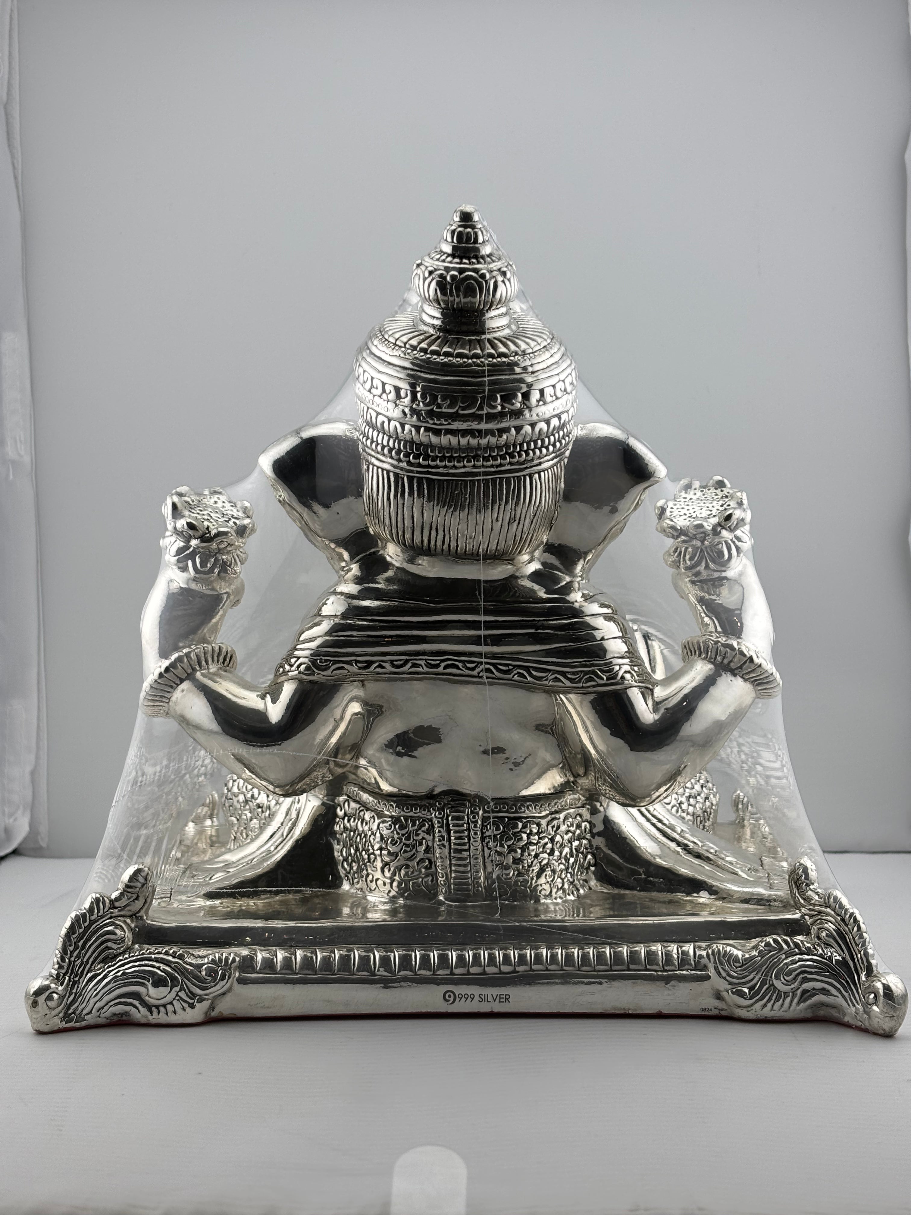 999 Pure Silver Lord Ganesha Idol on Decorative Base