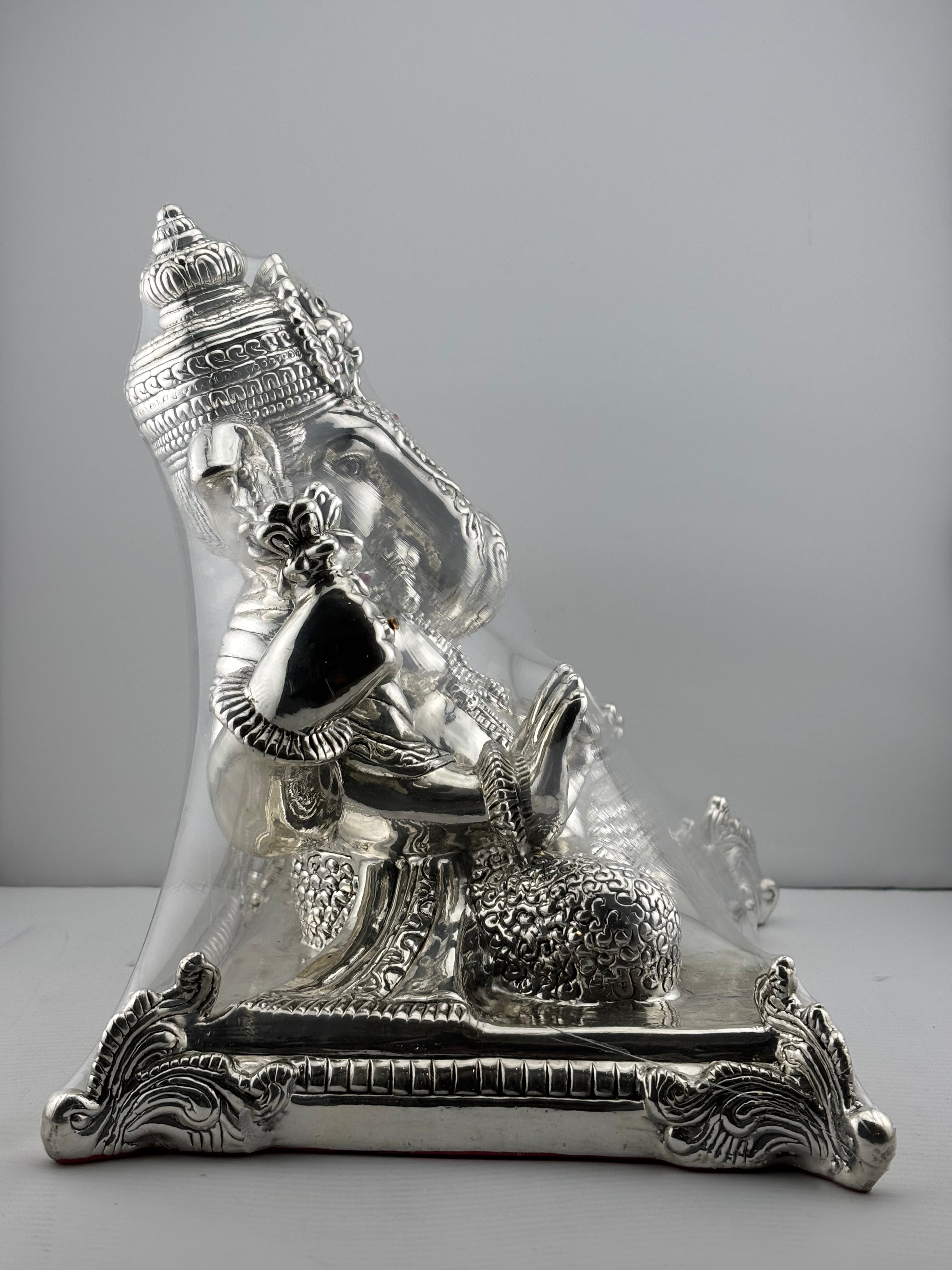 999 Pure Silver Lord Ganesha Idol on Decorative Base