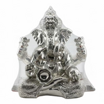 999 Pure Silver Lord Ganesha Idol with Modak & Ornate Crown – Ganpati Murti