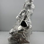 999 Pure Silver Lord Ganesha Idol with Modak & Ornate Crown – Ganpati Murti