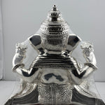 999 Pure Silver Lord Ganesha Idol with Modak & Ornate Crown – Ganpati Murti