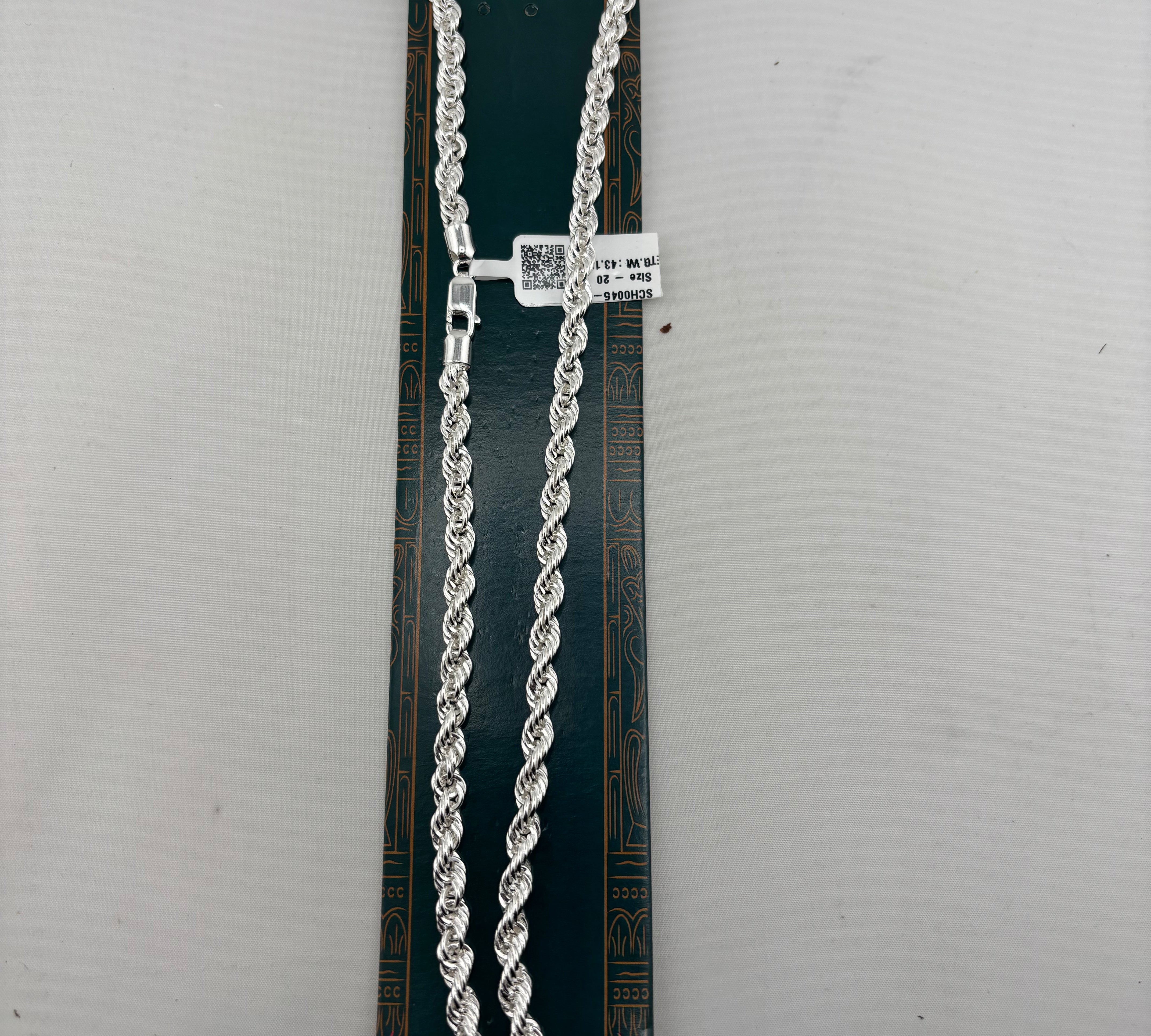 925 Sterling Silver Rope Chain Necklace – Twisted Design, Heavy Silver Chain for Men & Women | Length- 0.80