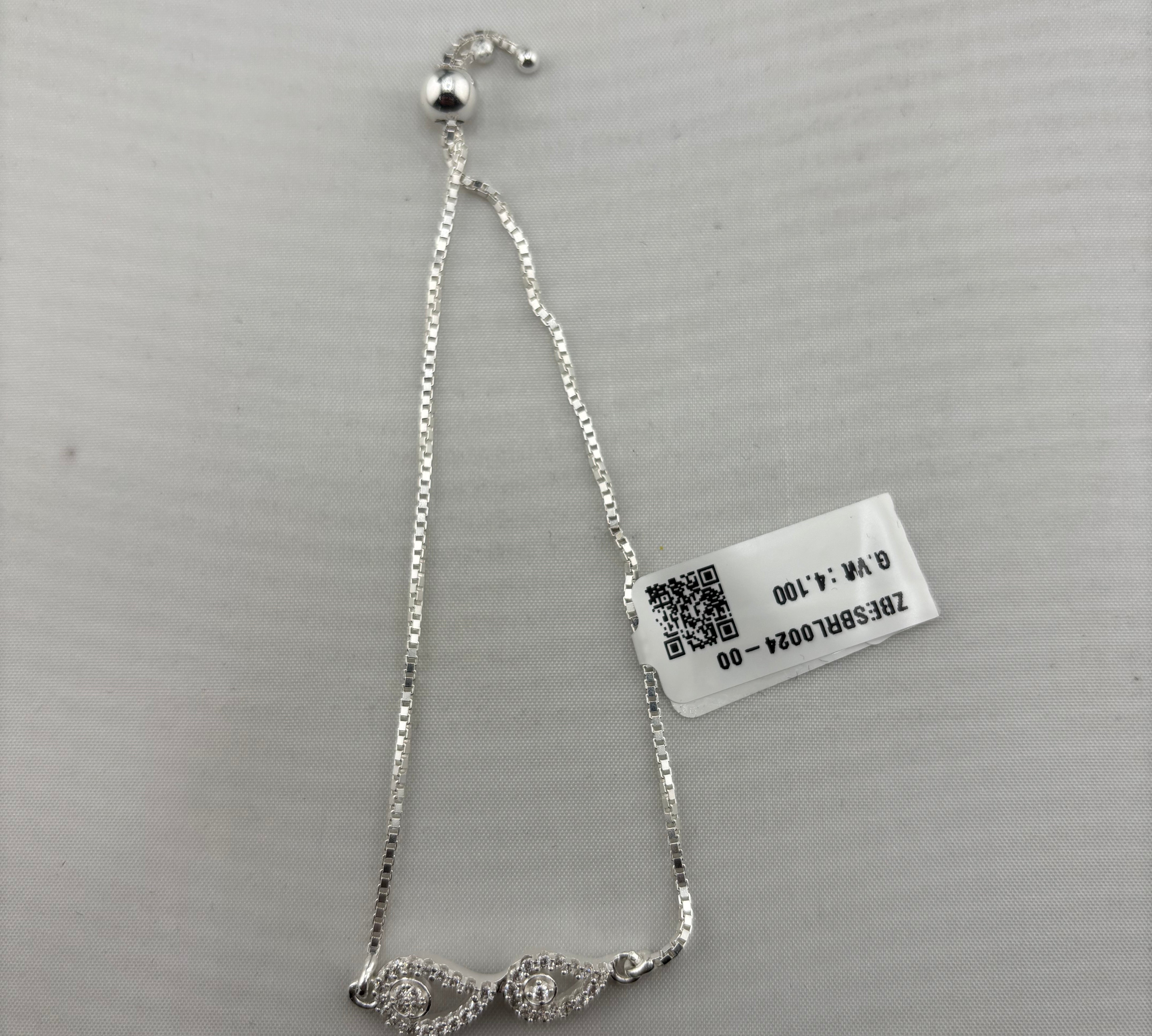 925 Sterling Silver Double Teardrop CZ Adjustable Bracelet | 4g