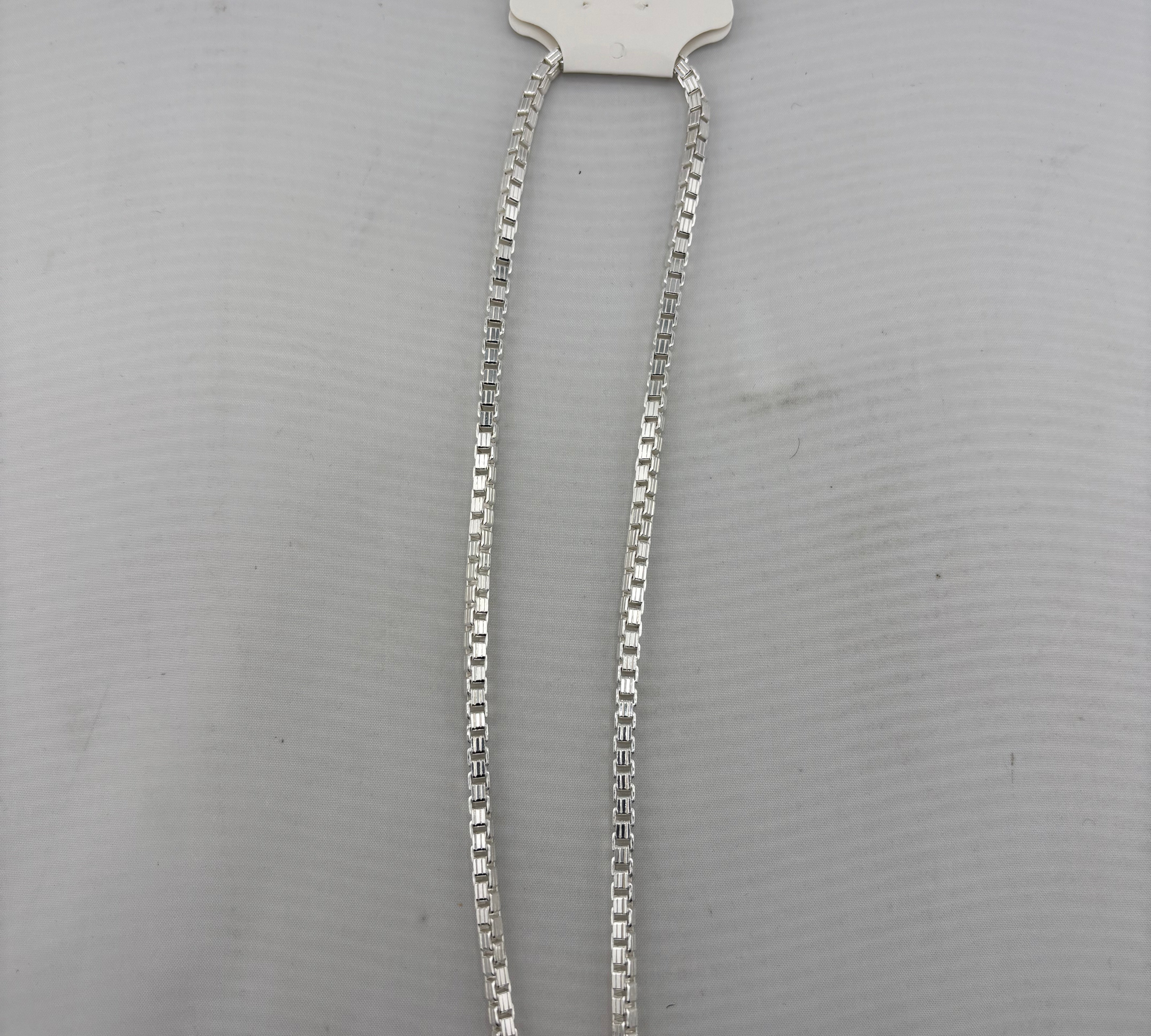 Byzantine Box Link Silver Chain in 925 Sterling Silver | Textured Interlocking Chain Necklace (18 Inch, 37.30g)