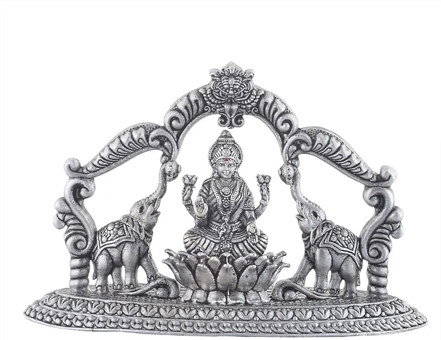 Silver Maa Lakshmi Idol – Spiritual Murti for Temple Decor & Festivals